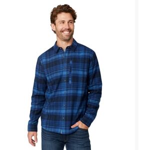 Men's Free Country NWT Size XXL Blue Plaid Button-Up Shirt/jacket. Fleece Lined